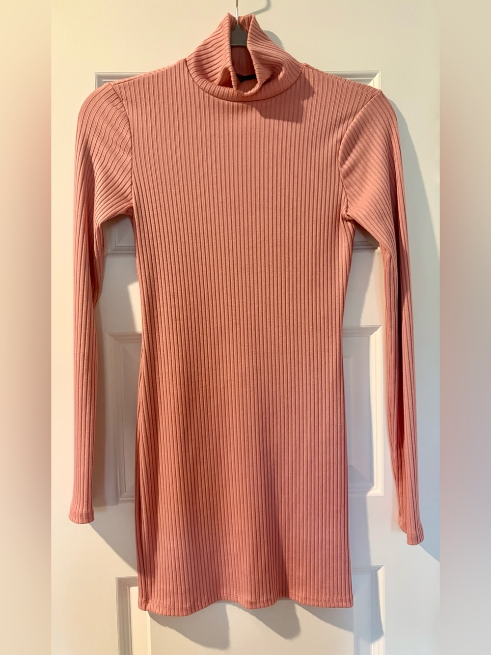 Urban Outfitters Ribbed Mock Neck Long Sleeve Dress - Pink